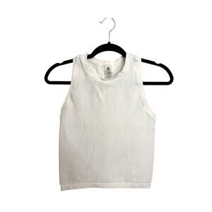 Spiritual Gangster Tank Top Womens XS/S Rise Seamless Mesh Racer White Crop